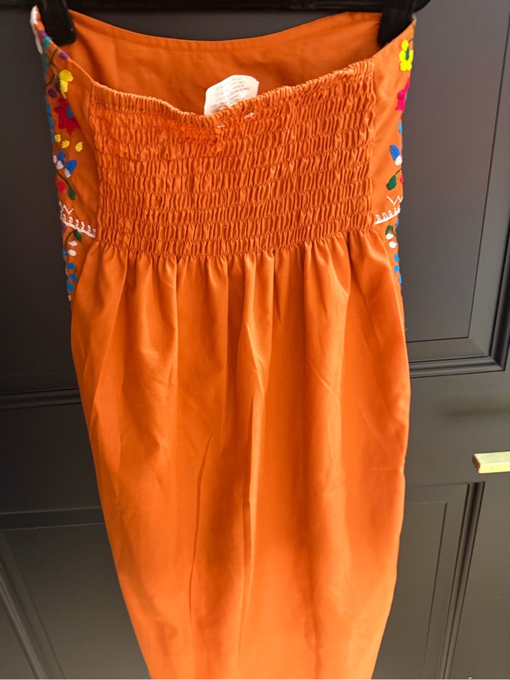 Embroidered Orange Floral Sundress - Picture 3 of 5